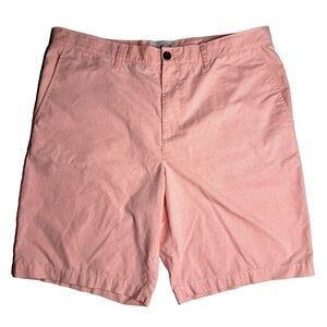 Original Penguin Micro-Striped Coral Salmon Flat Front Shorts 36 Tropical Preppy